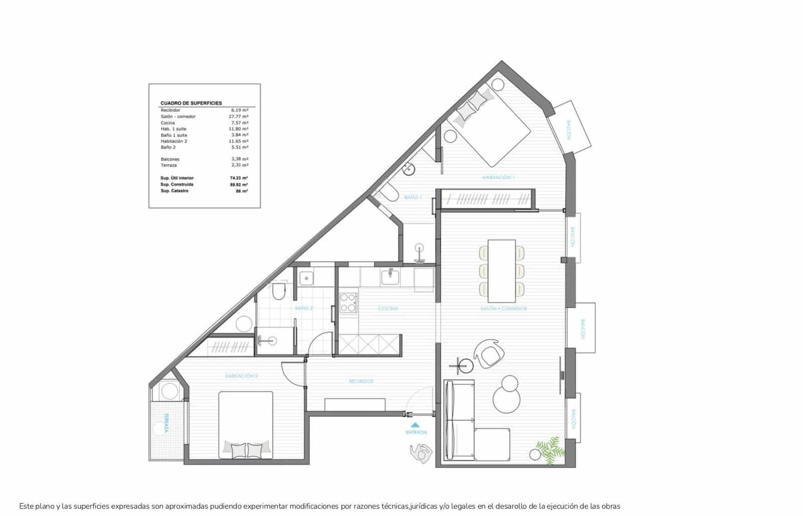 2 chambre Appartement à vendre à Barcelone ville - 795 000 € (Ref: 9614681)