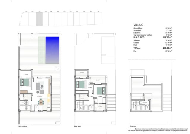 3 soveværelse Villa til salg i Los Narejos, Los Alcázares med swimmingpool garage - € 659.000 (Ref: 9291030)