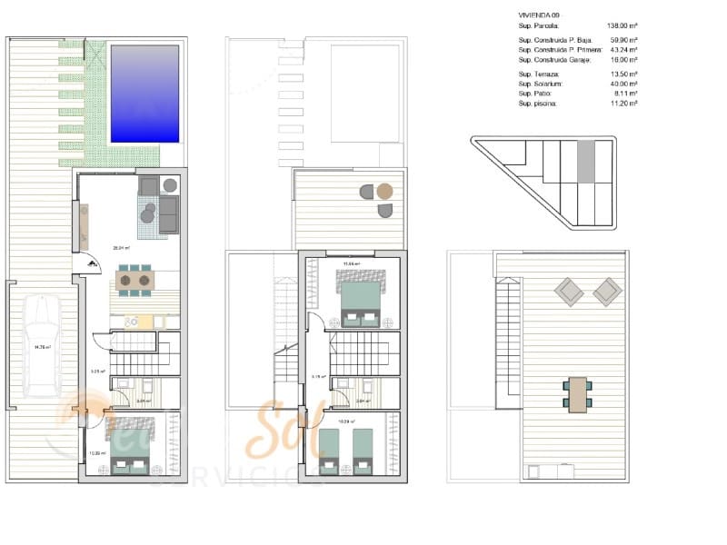 3 bedroom Villa for sale in Los Alcazares with pool - € 419,900 (Ref: 8760329)