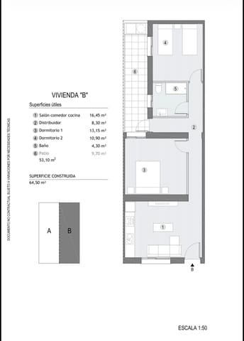 2 quarto Apartamento para venda em Puerto de Mazarron, Mazarrón - 144 000 € (Ref: 10102610)