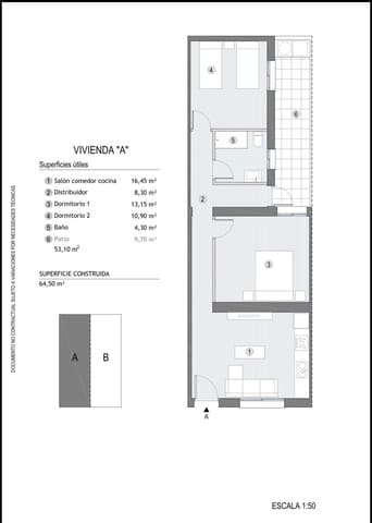 2 quarto Apartamento para venda em Puerto de Mazarron, Mazarrón - 144 000 € (Ref: 10102610)