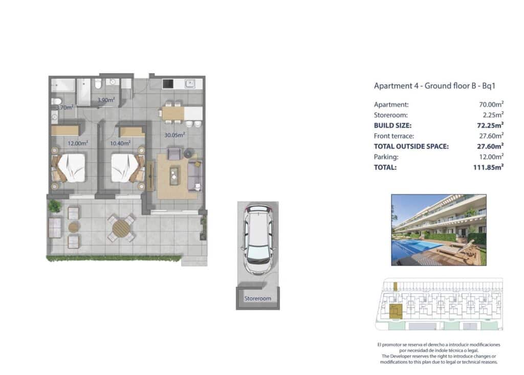 2 bedroom Apartment for sale in Los Narejos with pool garage - € 359,000 (Ref: 10021192)