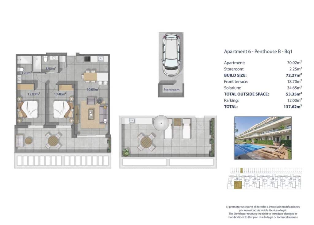 2 Zimmer Penthouse zu verkaufen in Los Narejos mit Pool Garage - 425.000 € (Ref: 10021193)