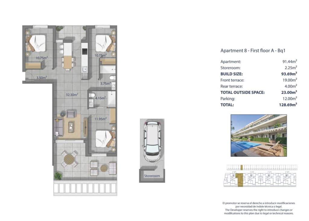 3 sypialnia Apartament na sprzedaż w Los Narejos z basenem garażem - 359 000 € (Ref: 10021194)