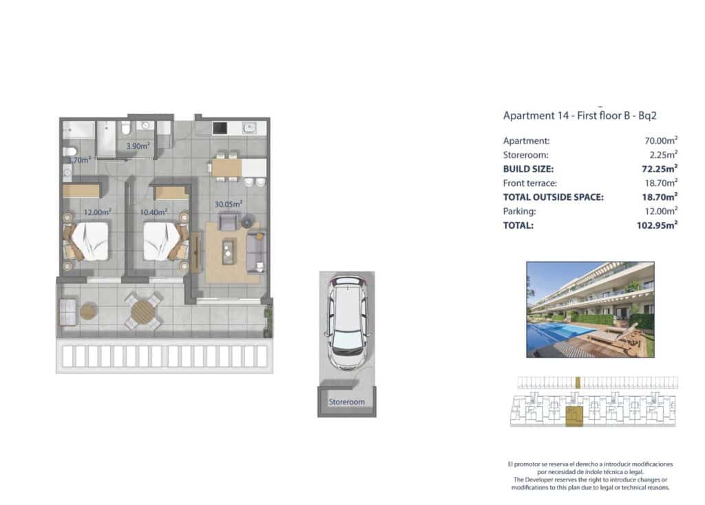 2 sypialnia Apartament na sprzedaż w Los Narejos z basenem garażem - 339 000 € (Ref: 10021195)