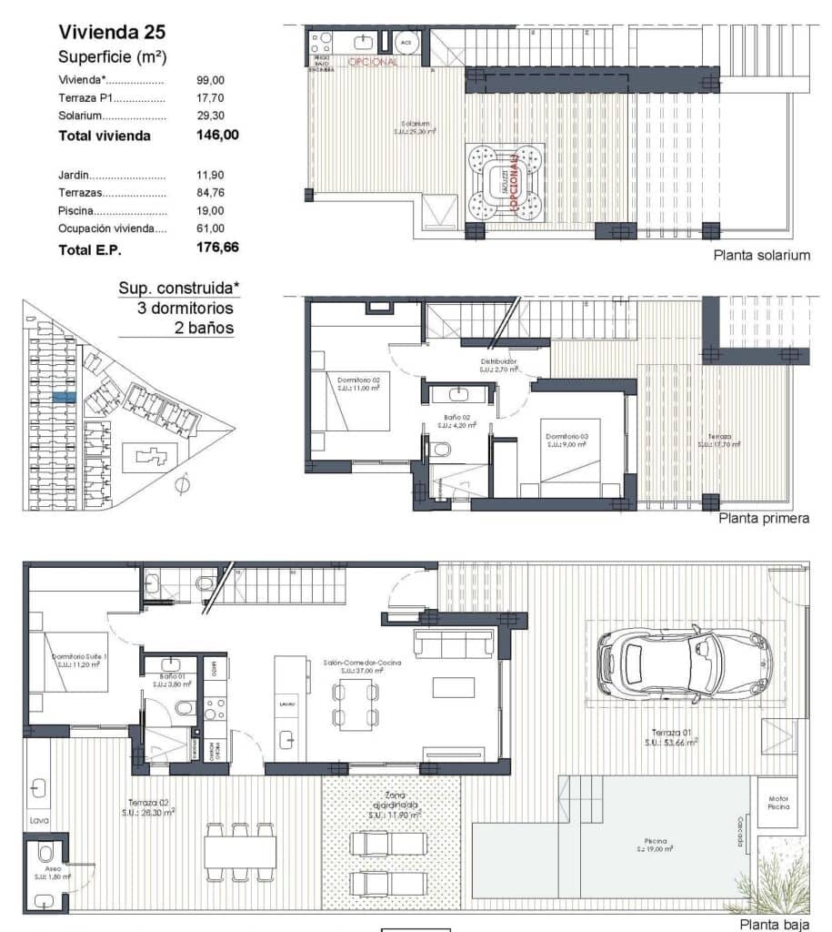 3 soveværelse Villa til salg i Los Alcazares med swimmingpool garage - € 469.000 (Ref: 10109931)