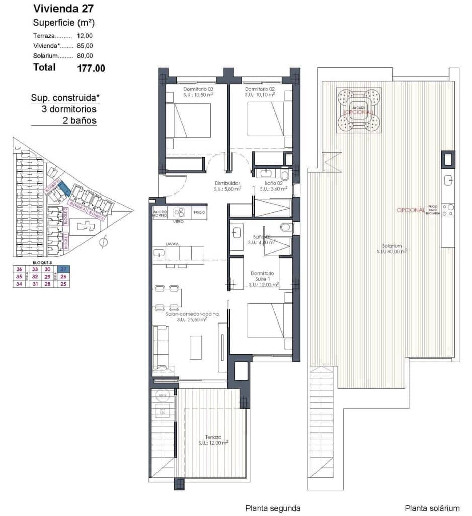 Ático de 3 habitaciones en Los Alcázares en venta con piscina garaje - 409.000 € (Ref: 10109940)