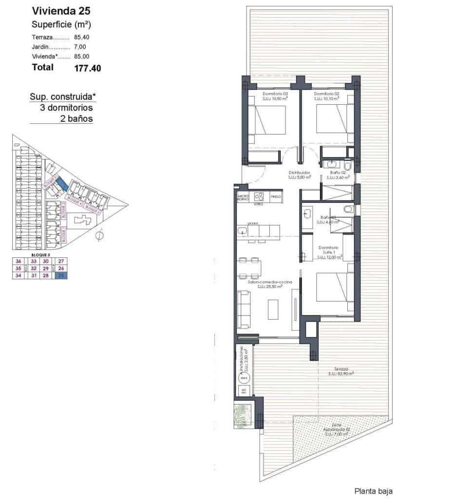 3 soveværelse Lejlighed til salg i Los Alcazares med swimmingpool garage - € 369.000 (Ref: 10109942)