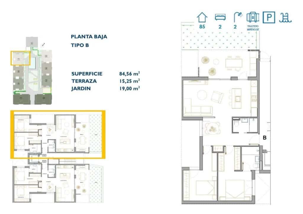3 sypialnia Apartament na sprzedaż w San Pedro del Pinatar z basenem garażem - 293 900 € (Ref: 8782985)