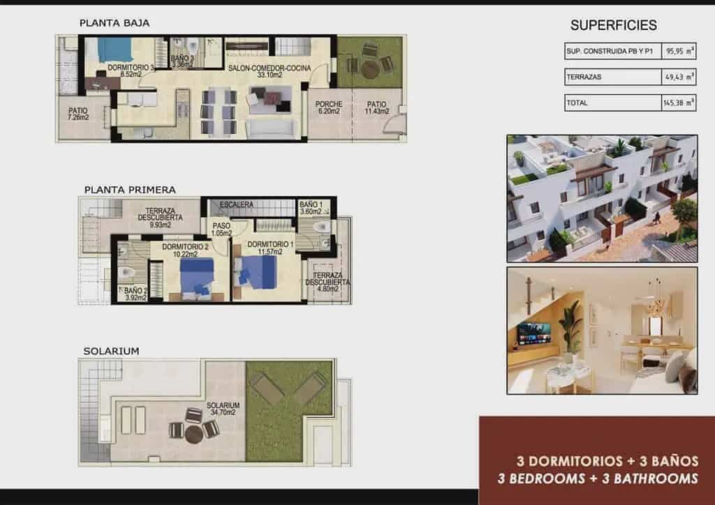 3 soveværelse Byhus til salg i Vistabella med swimmingpool garage - € 299.000 (Ref: 8836413)