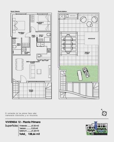 2 soveværelse Penthouse til salg i Pilar de la Horadada ciudad, Pilar de la Horadada med swimmingpool garage - € 275.000 (Ref: 8950058)