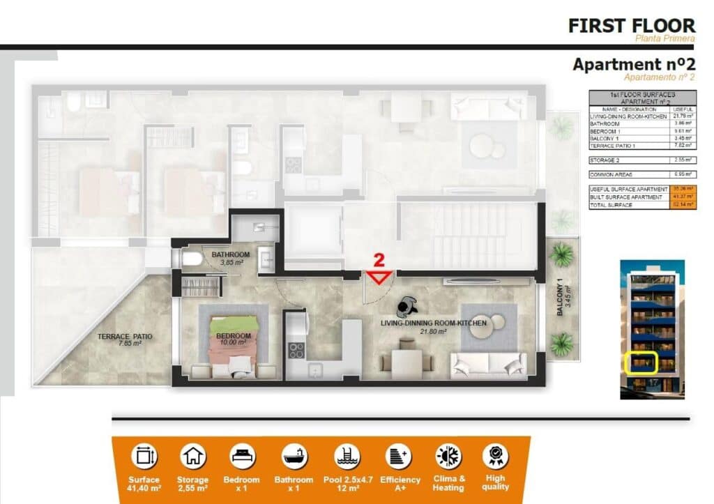 1 soveværelse Lejlighed til salg i Torrevieja med swimmingpool garage - € 185.000 (Ref: 8967954)