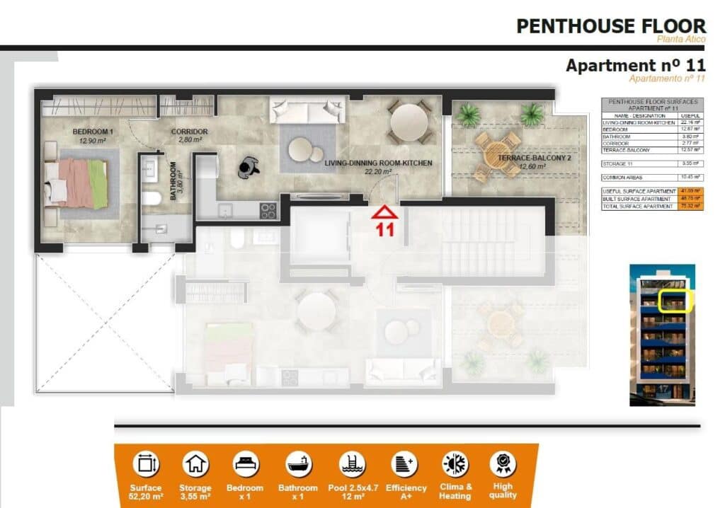 1 soveværelse Lejlighed til salg i Torrevieja med swimmingpool garage - € 250.000 (Ref: 8967955)