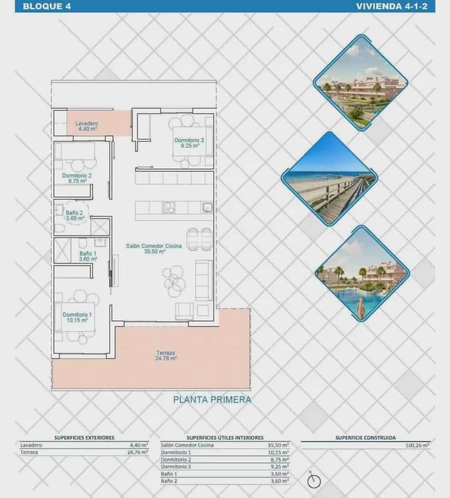 3 soveværelse Lejlighed til salg i Pilar de la Horadada med swimmingpool garage - € 299.900 (Ref: 8969901)