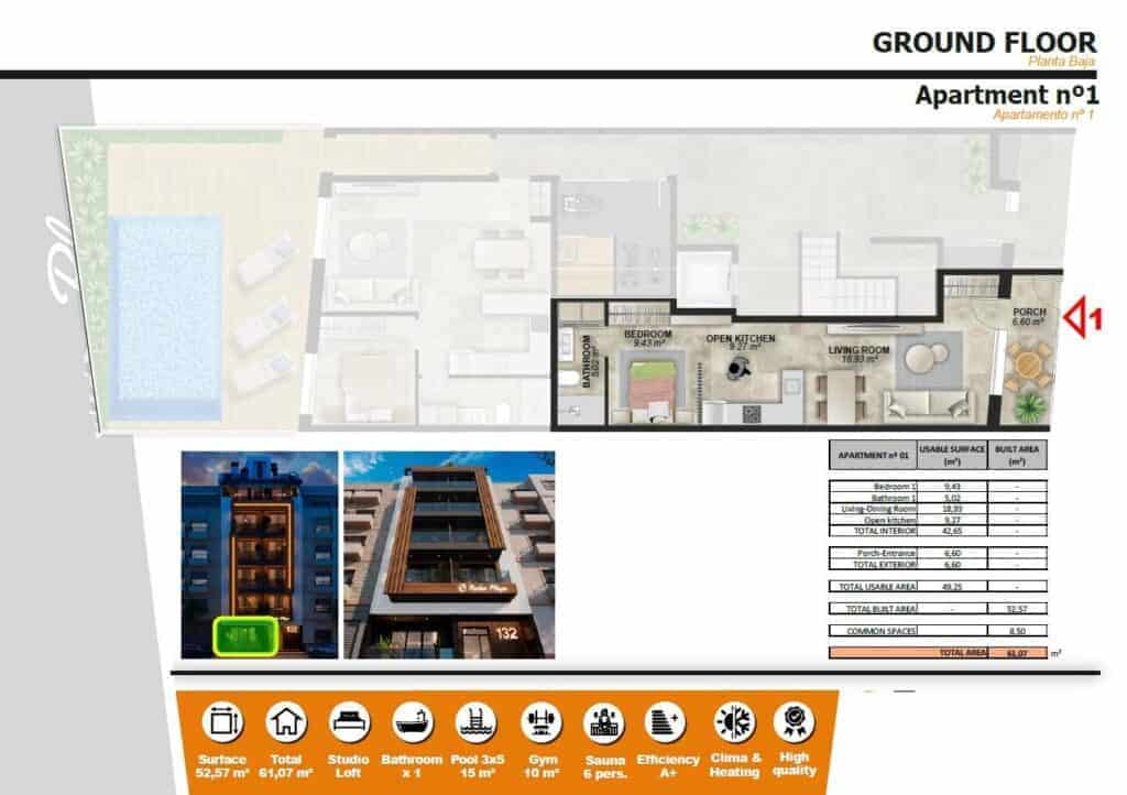 1 soveværelse Lejlighed til salg i Torrevieja med swimmingpool garage - € 195.000 (Ref: 9256722)