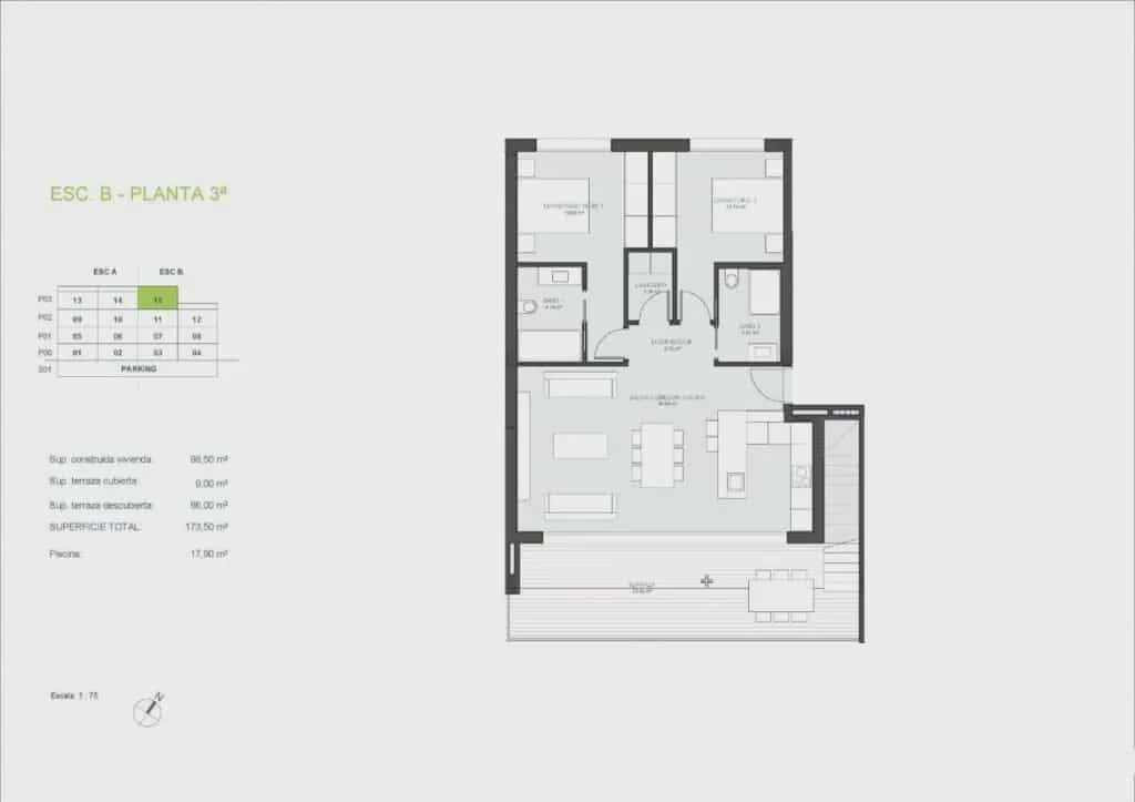 2 soverom Penthouse til salgs i Las Colinas Golf med svømmebasseng garasje - € 925 000 (Ref: 9418898)