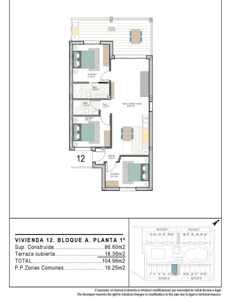 Apartamento de 3 habitaciones en San Cayetano en venta con piscina garaje - 246.900 € (Ref: 9598636)
