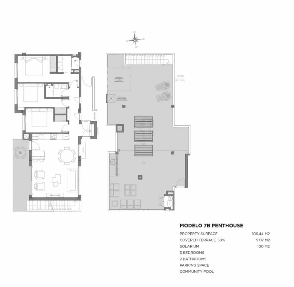 3 sypialnia Penthouse na sprzedaż w Los Alcazares z basenem garażem - 465 000 € (Ref: 9618892)