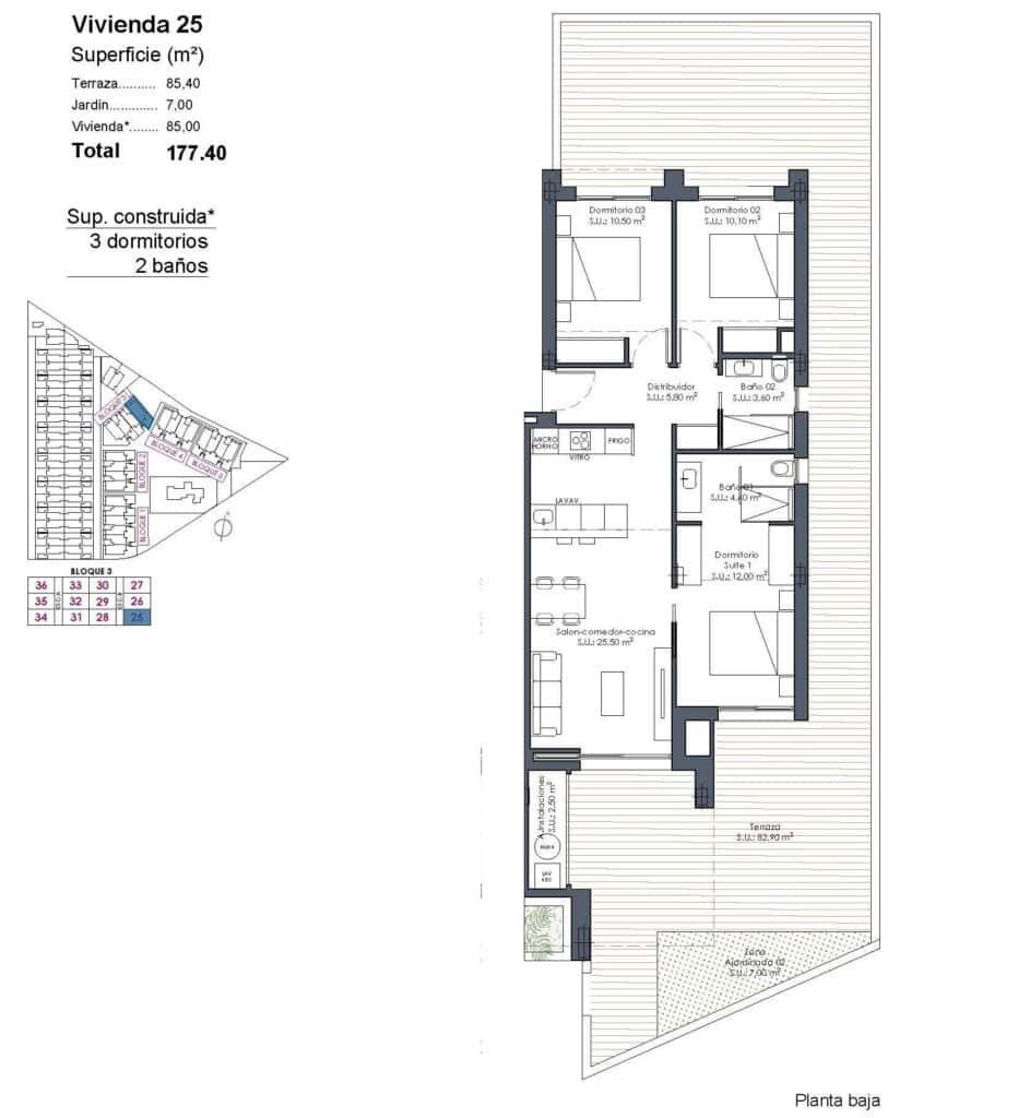 3 sovrum Lägenhet till salu i Los Alcazares med pool garage - 369 000 € (Ref: 9673775)