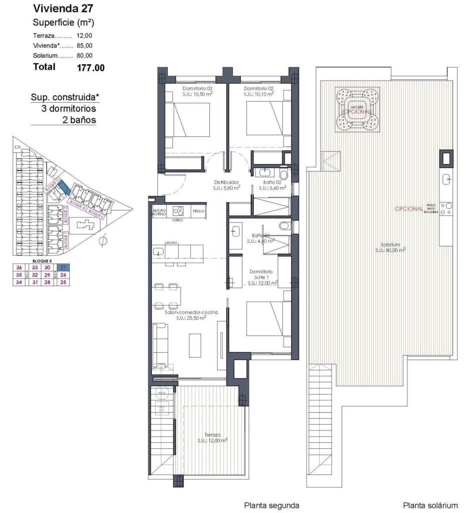 3 makuuhuone Kattohuoneisto myytävänä paikassa Los Alcazares mukana uima-altaan 
autotalli - 409 000 € (Ref: 9673776)