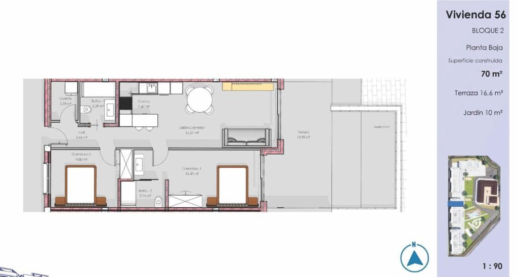 2 soveværelse Lejlighed til salg i Guardamar del Segura med swimmingpool garage - € 320.000 (Ref: 9798616)
