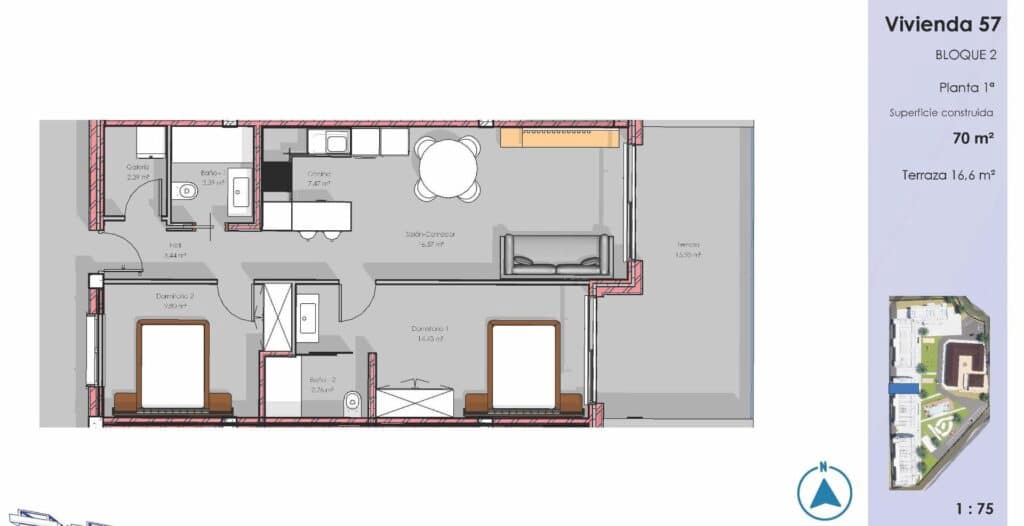2 chambre Appartement à vendre à Guardamar del Segura avec piscine garage - 295 000 € (Ref: 9815464)
