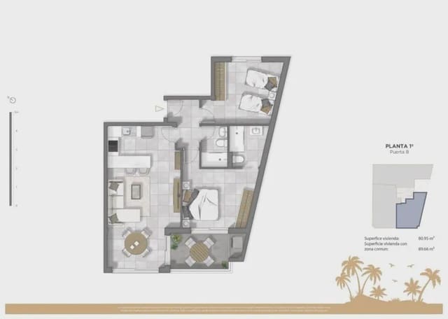 2 makuuhuone Huoneisto myytävänä paikassa Zona Pueblo, Guardamar del Segura mukana uima-altaan 
autotalli - 332 500 € (Ref: 9908923)