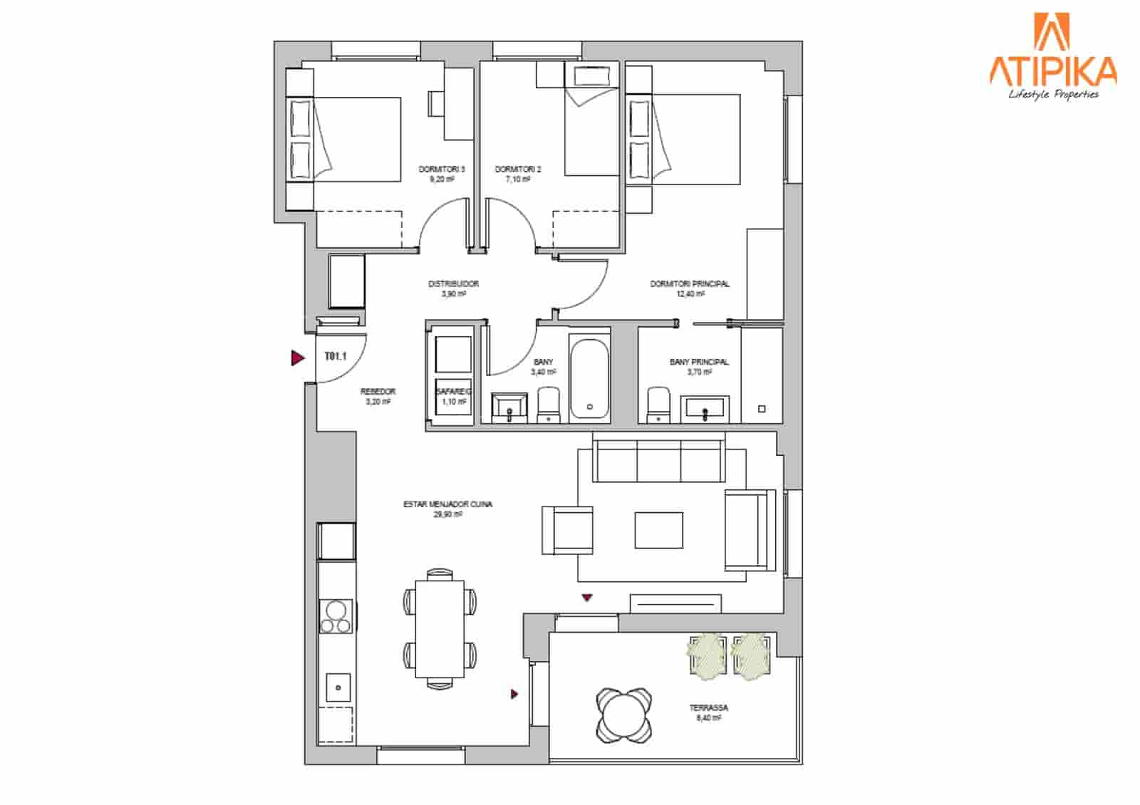 3 bedroom Apartment for sale in Barcelona city with pool - € 580,000 (Ref: 10004945)
