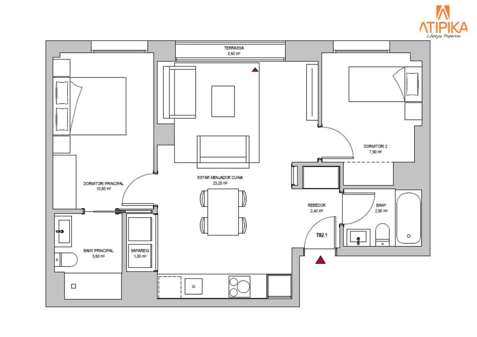 2 Zimmer Apartment zu verkaufen in Barcelona Stadt mit Pool - 420.000 € (Ref: 10004951)