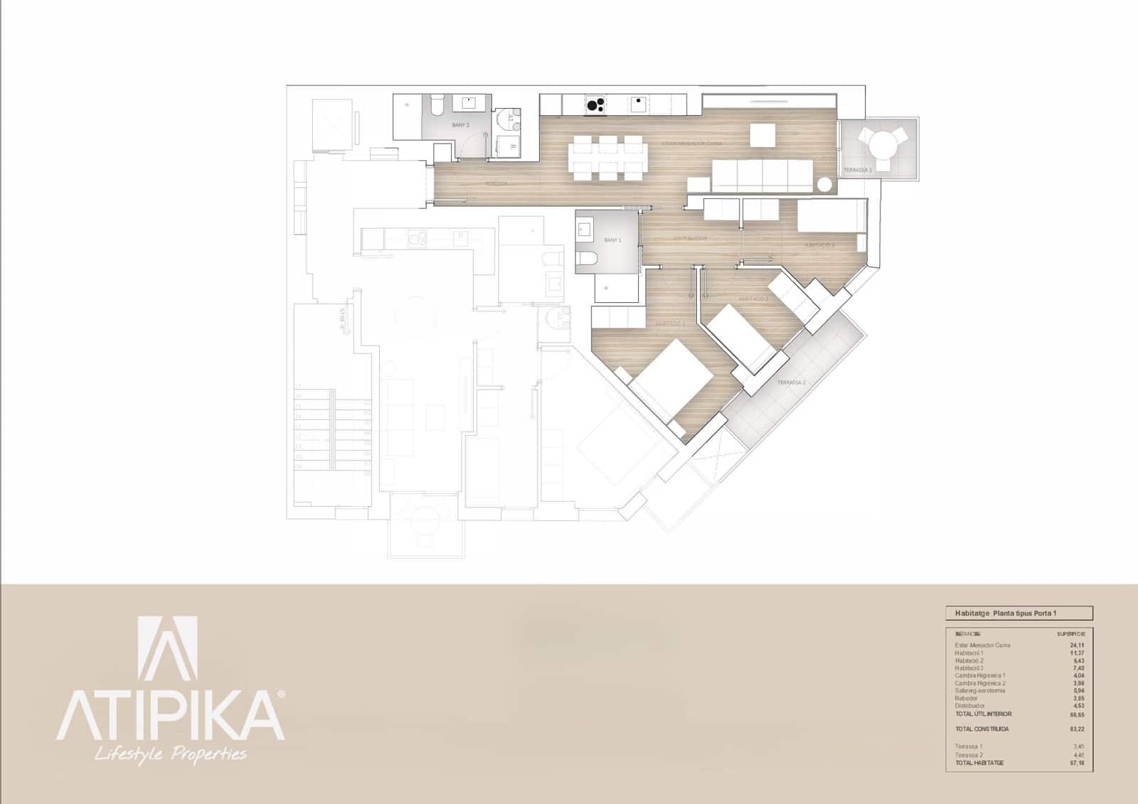 3 Zimmer Apartment zu verkaufen in Barcelona Stadt mit Pool - 675.000 € (Ref: 9941399)