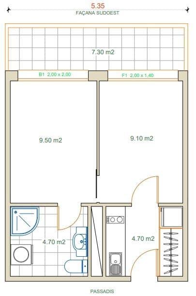 1 soverom Leilighet til salgs i Santa Margarida med svømmebasseng - € 160 000 (Ref: 9231519)